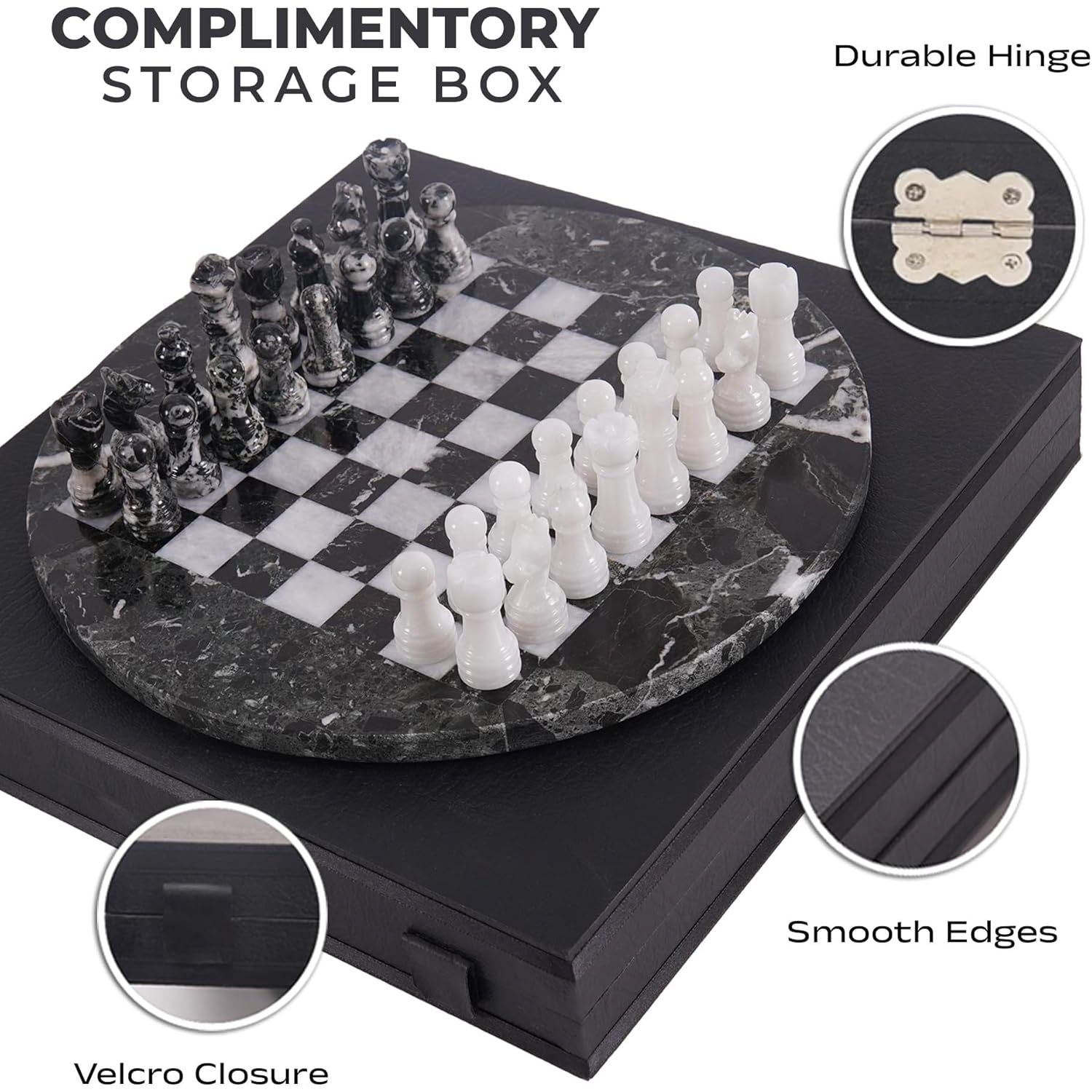 Handcrafted Marble Chess Set with Storage Box