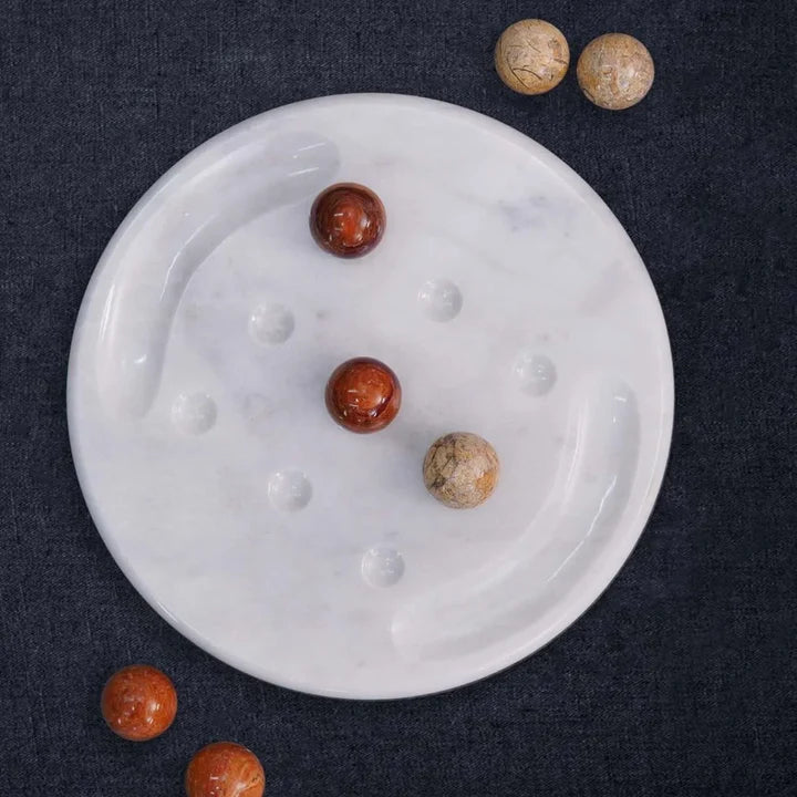 10 Inch Red Coral Marble Chess set Tic Tac Toe