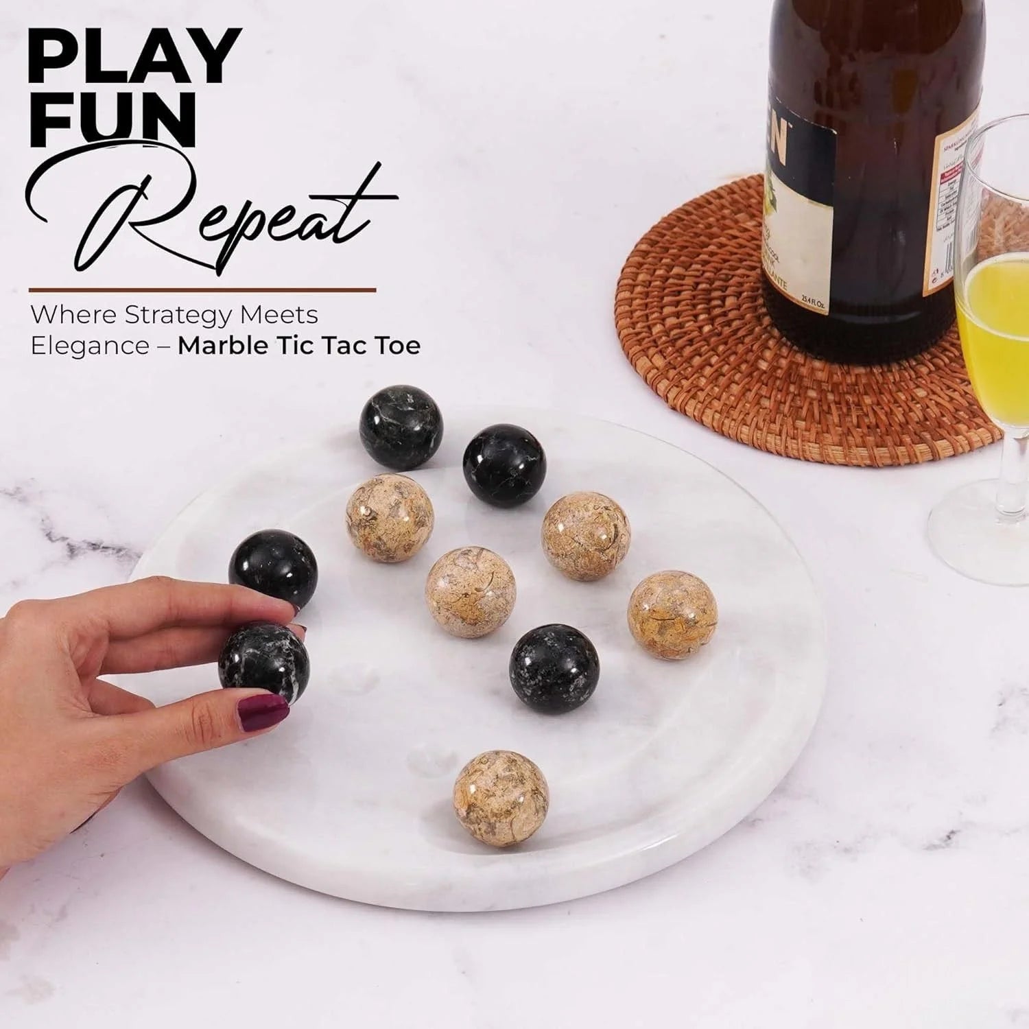 Tic Tac Toe Black and Coral Board Games