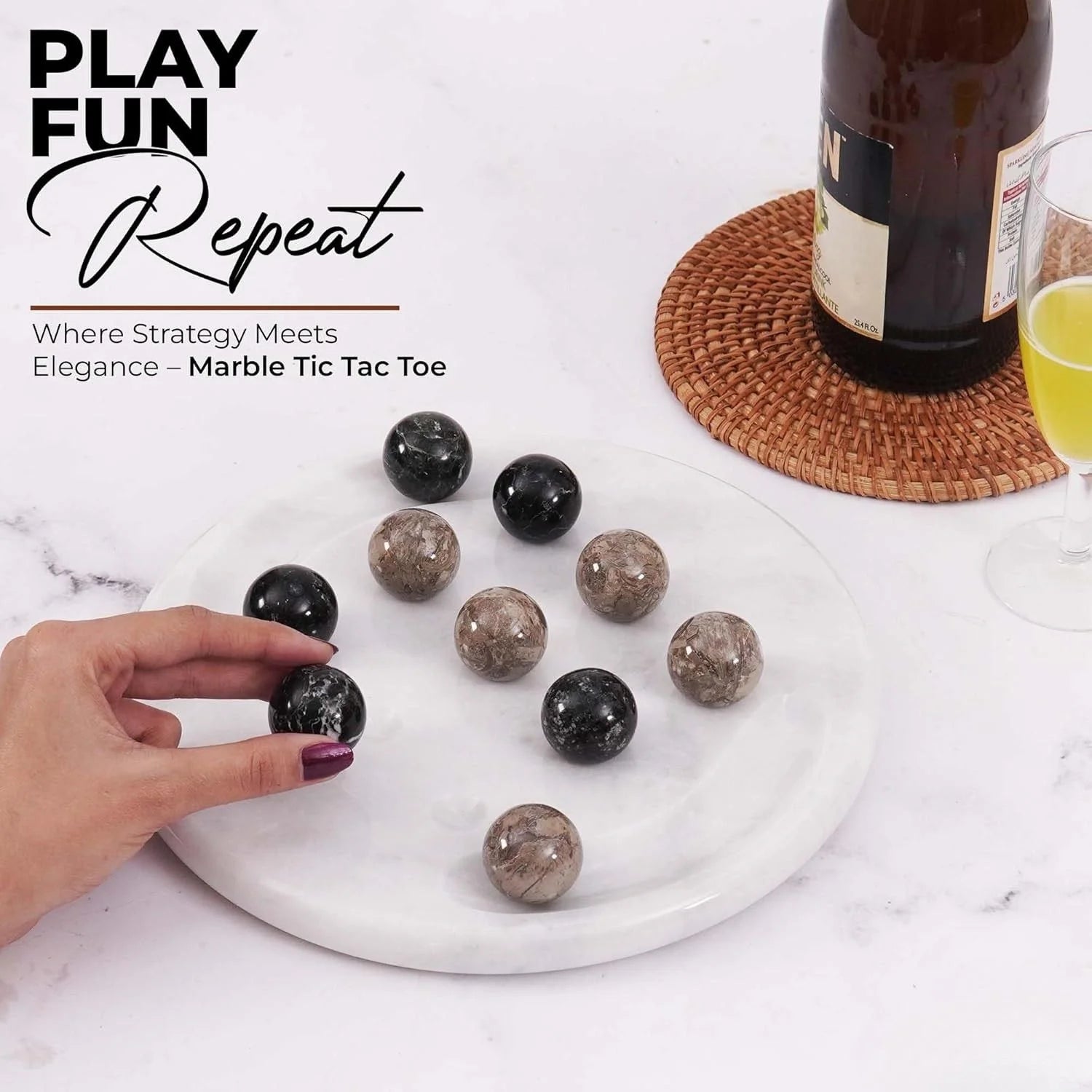 Tic Tac Toe Marble Board Game