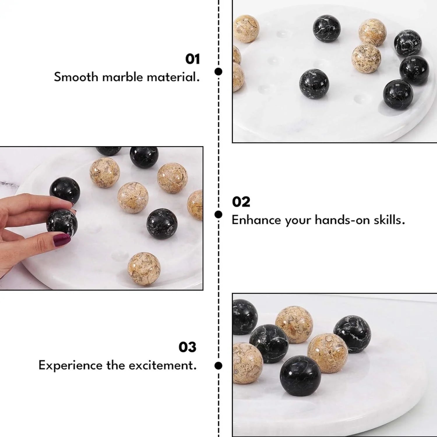 Tic Tac Toe Handmade Black and Coral Marble Board Game