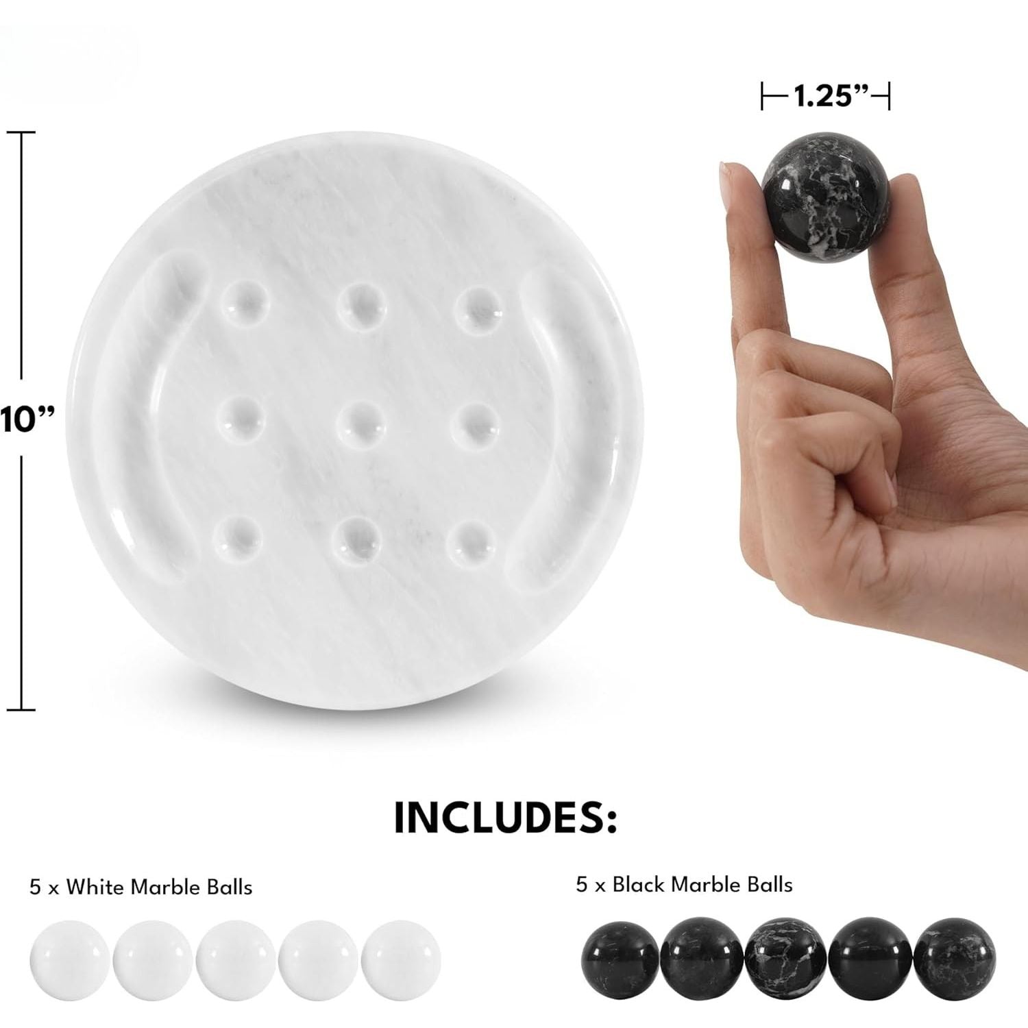 Tic Tac Toe White and Black Marble Board Game