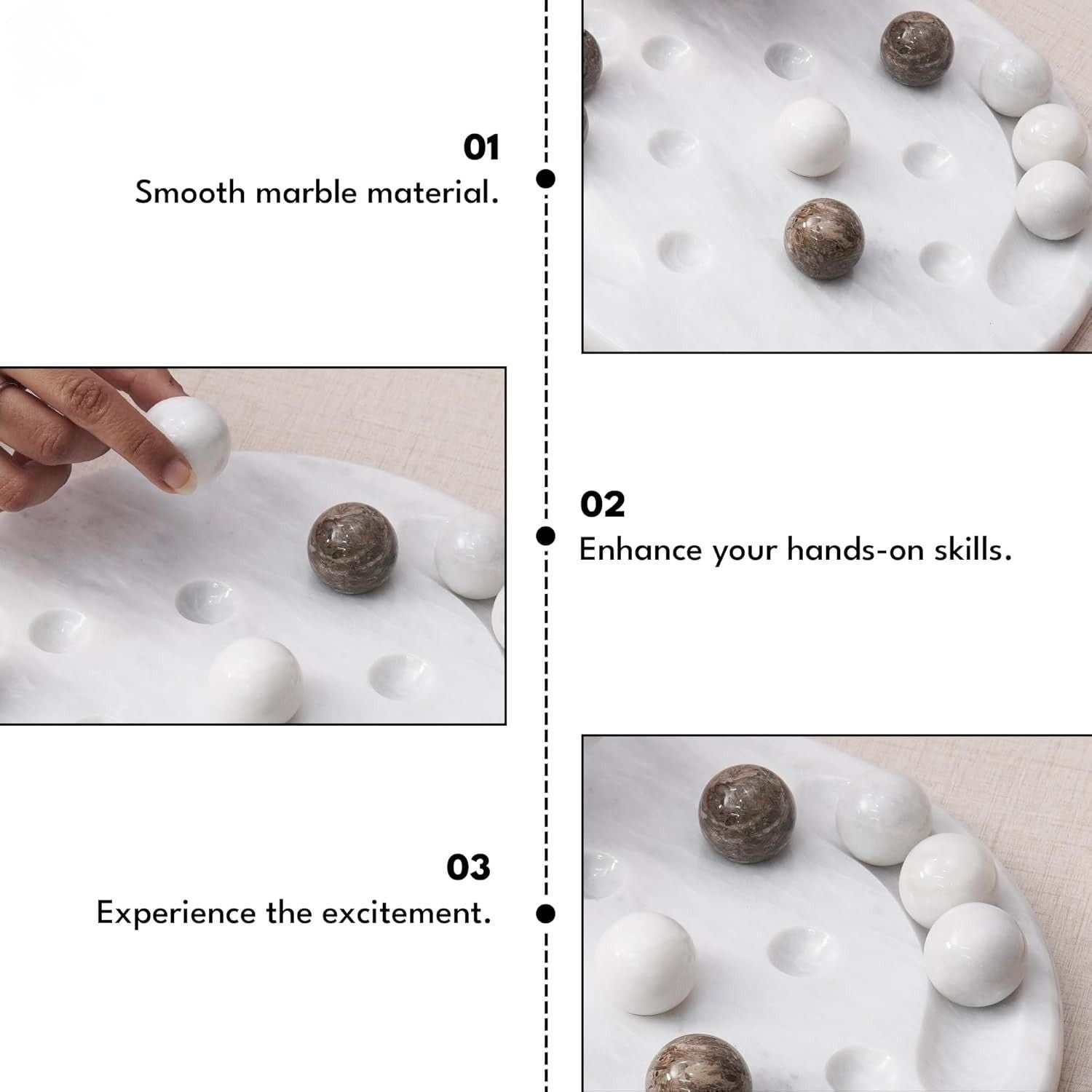 Tic Tac Toe White and Oceanic Handmade Marble Board Game