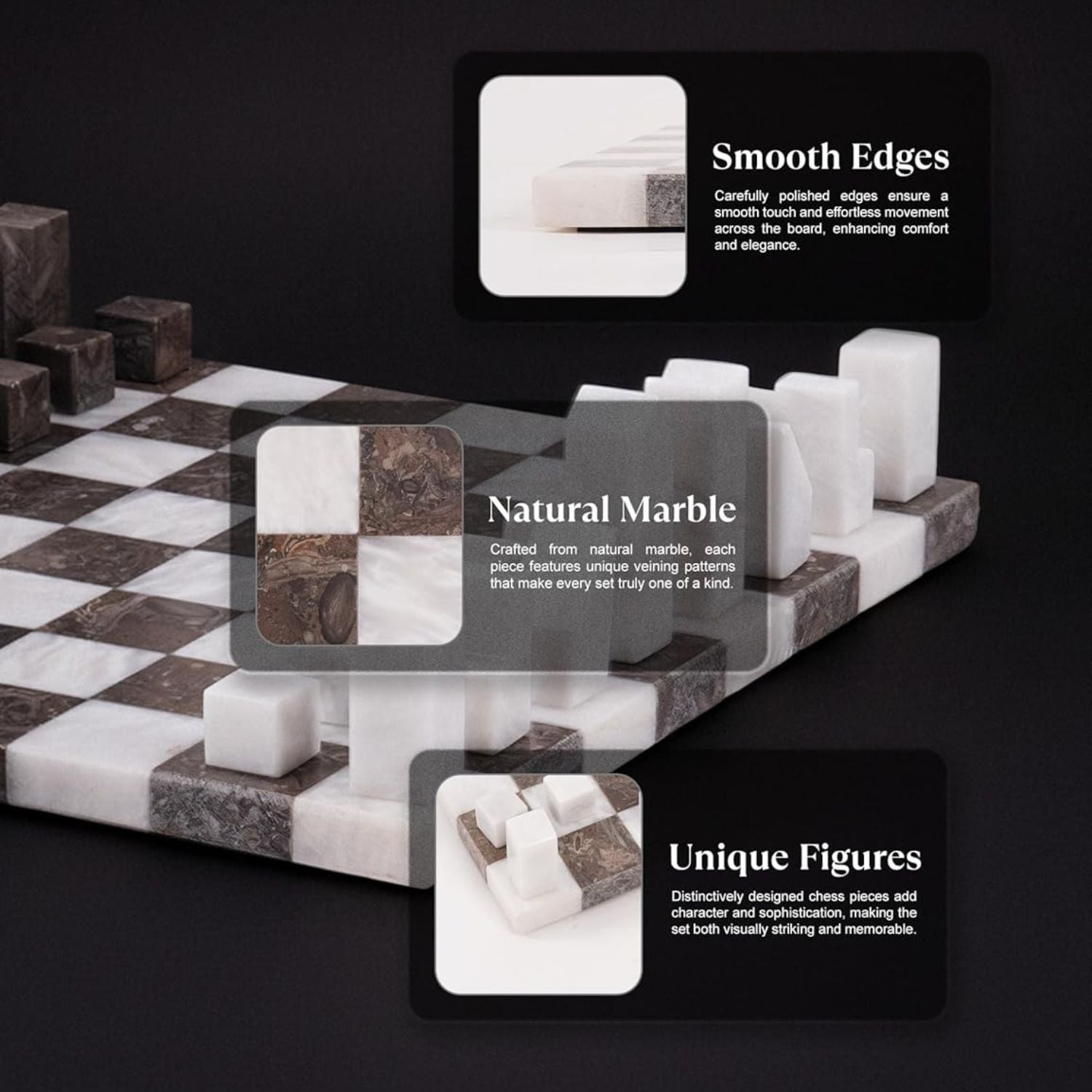 White And Oceanic Borderless Marble Chess