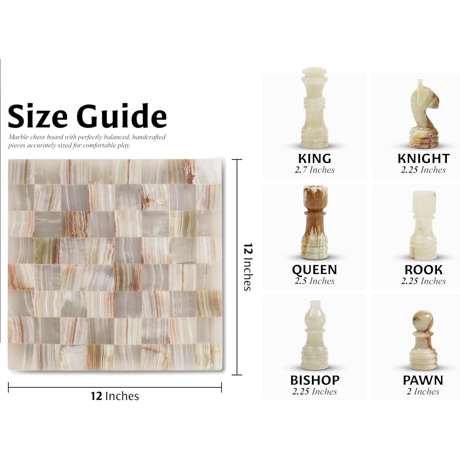 Luxury Borderless Marble Chess Board & Pieces with Extra Queens