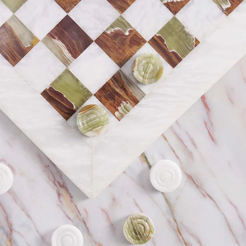 White Green Marble Checker Board