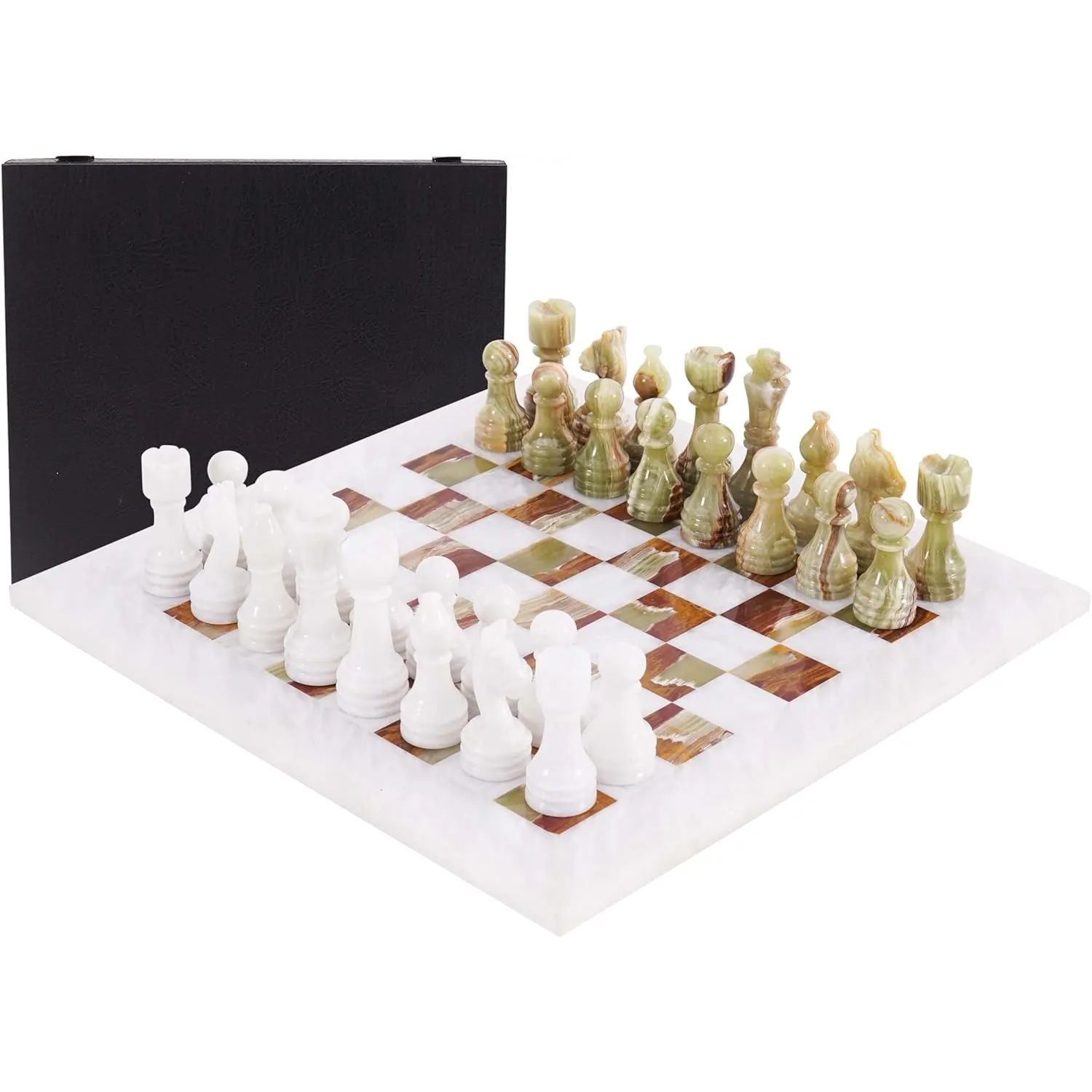 White Green Marble Chess Set
