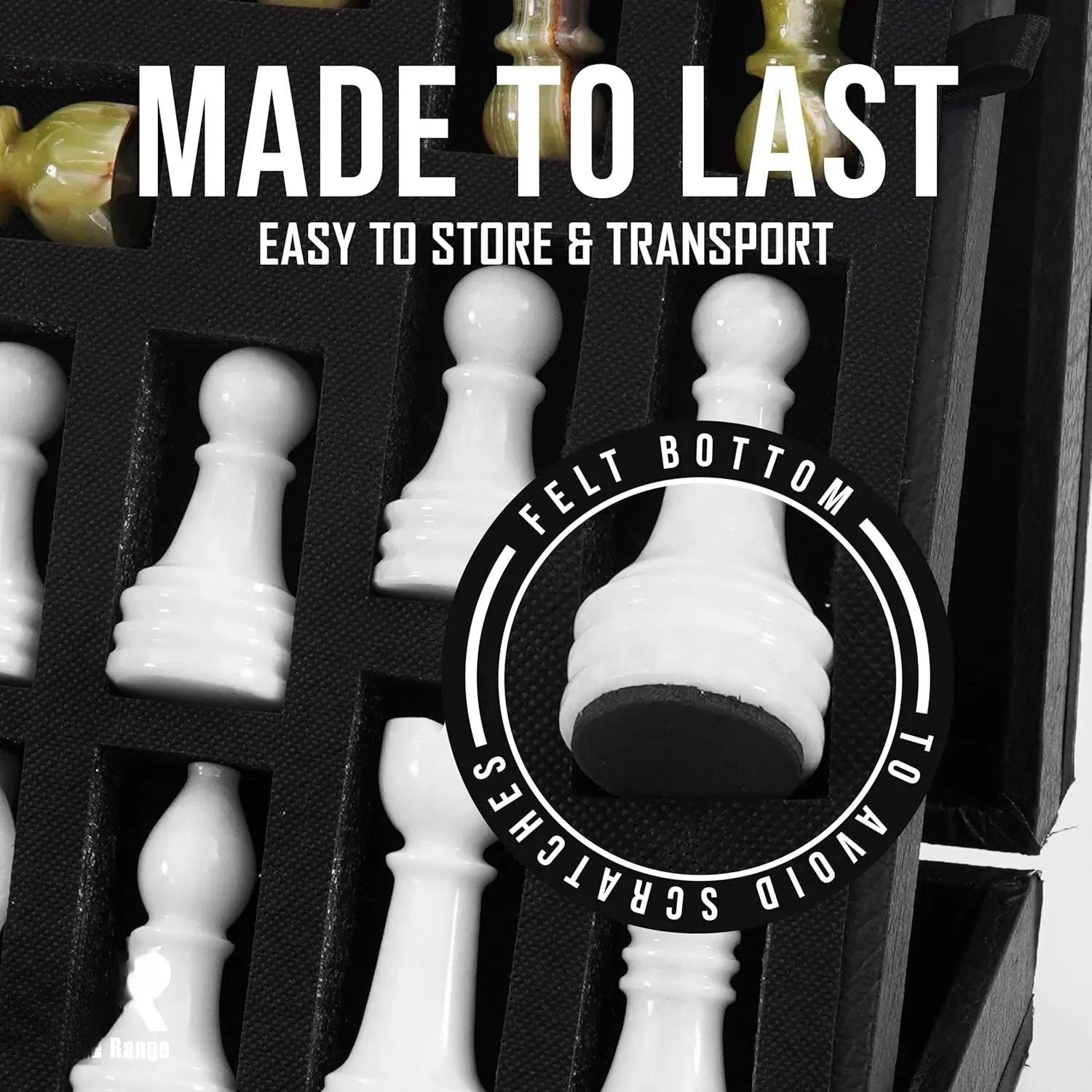 White Green Marble Chess with Storage