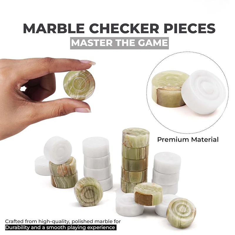 White Green Marble Onyx Checker