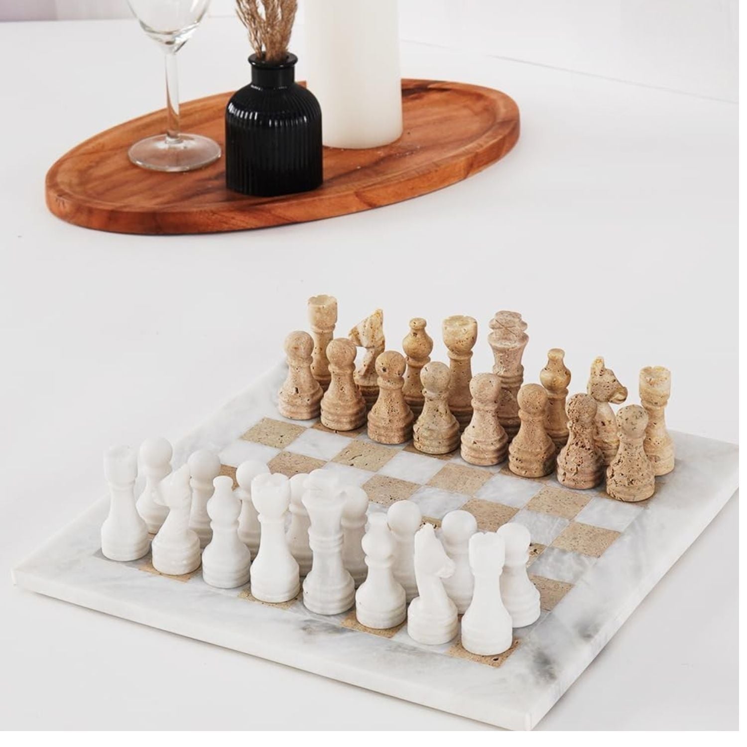 Premium Marble Chess Sets With 2 Extra Queens & Storage Box