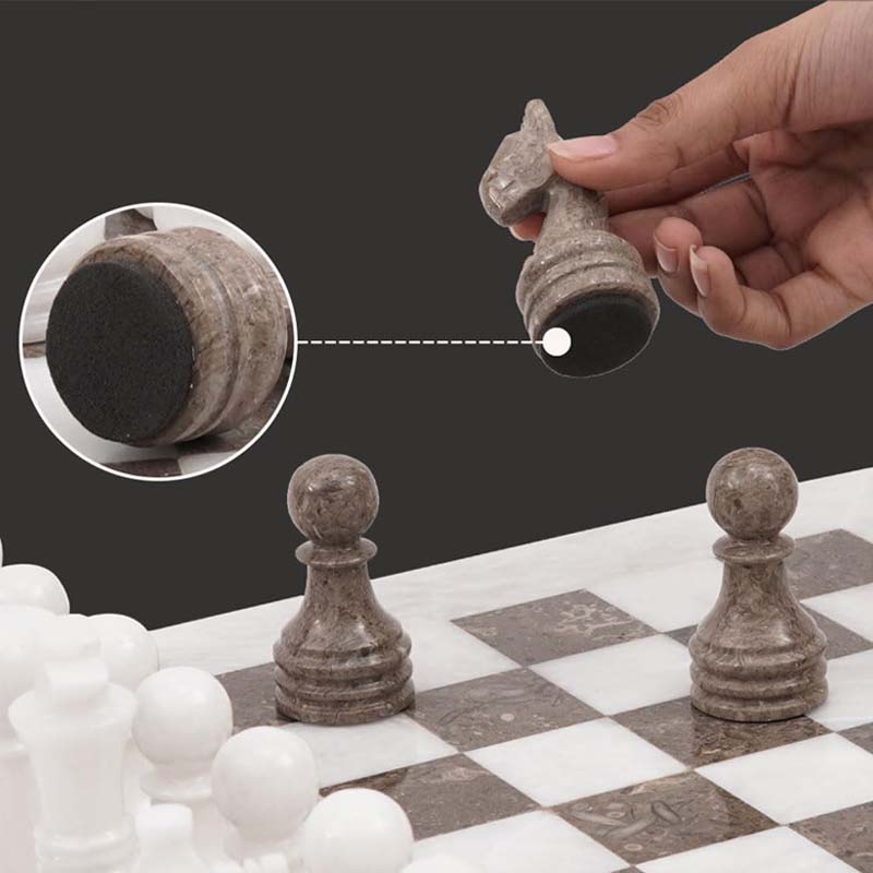 White and Grey Oceanic 15-Inch Marble Chess Set – Premium Quality