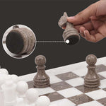 White and Grey Oceanic 15-Inch Marble Chess Set – Premium Quality