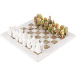 White and Green chess marble set
