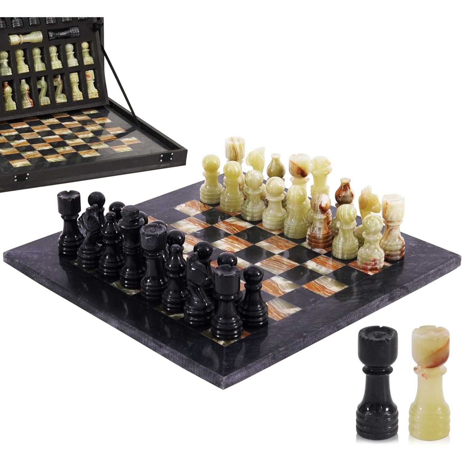 marble chess set with storage