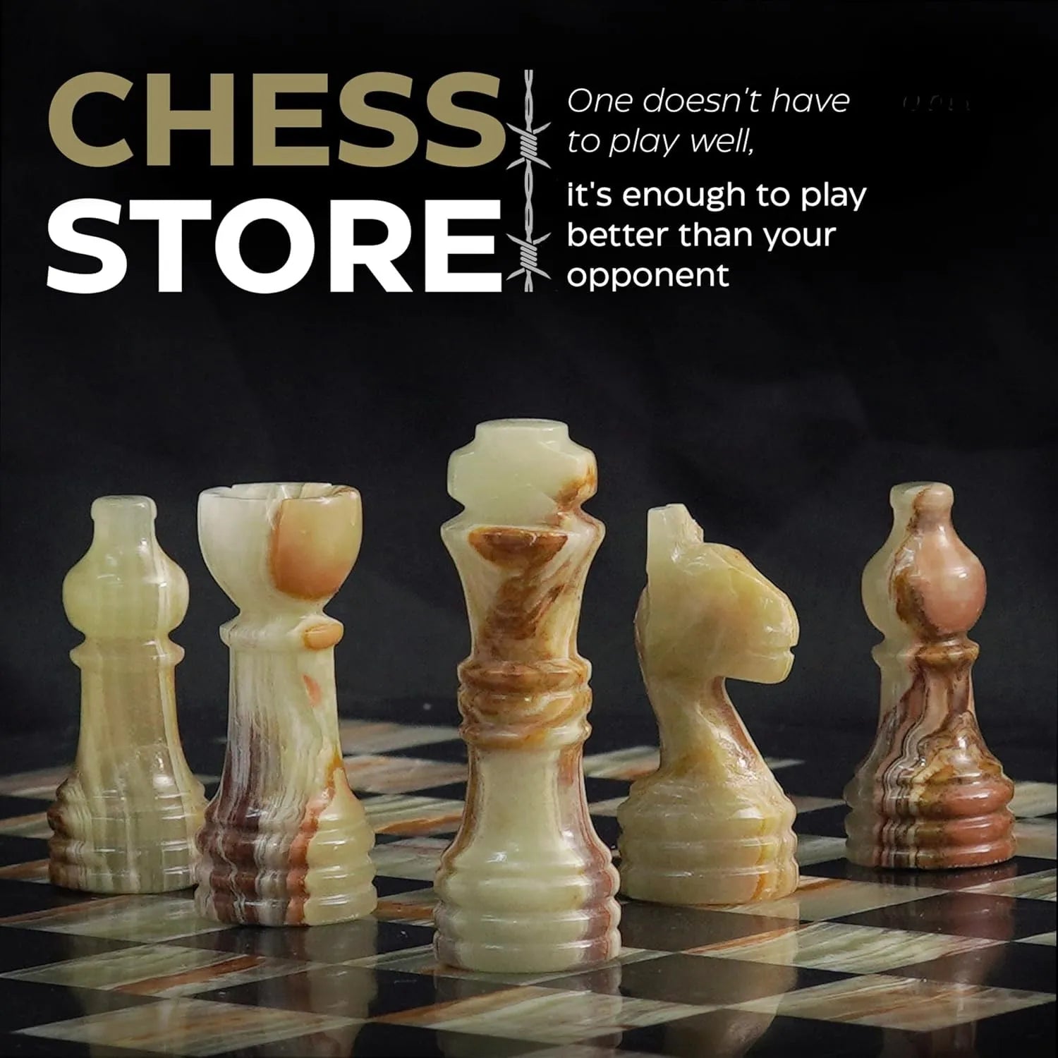 black and green onyx marble chess sets