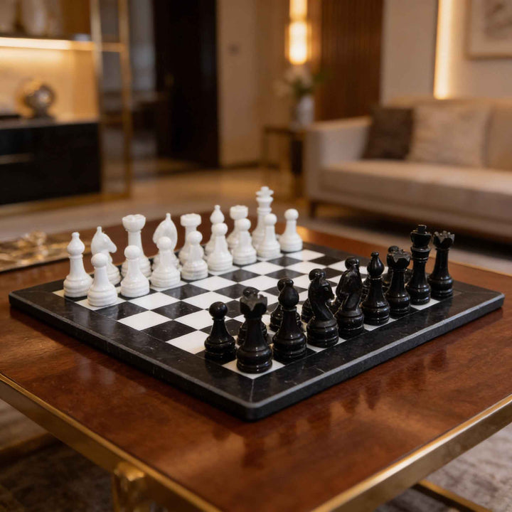 Black and White Marble Chess Set