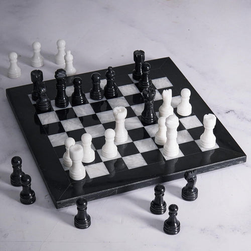 black and white onyx marble chess set