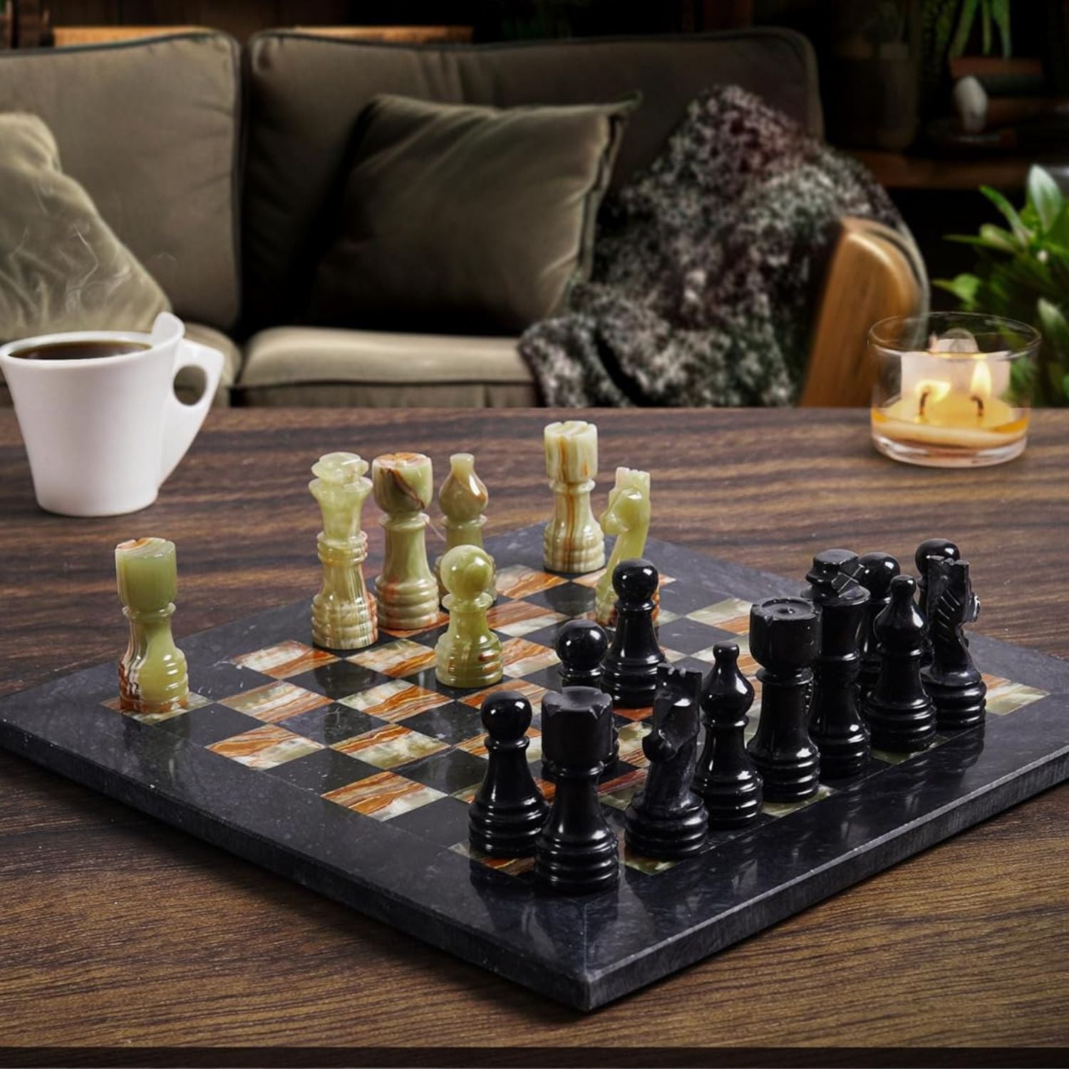 Onyx marble chess set