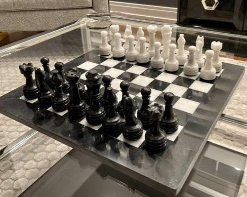 Black and White High-Quality Marble Chess Set