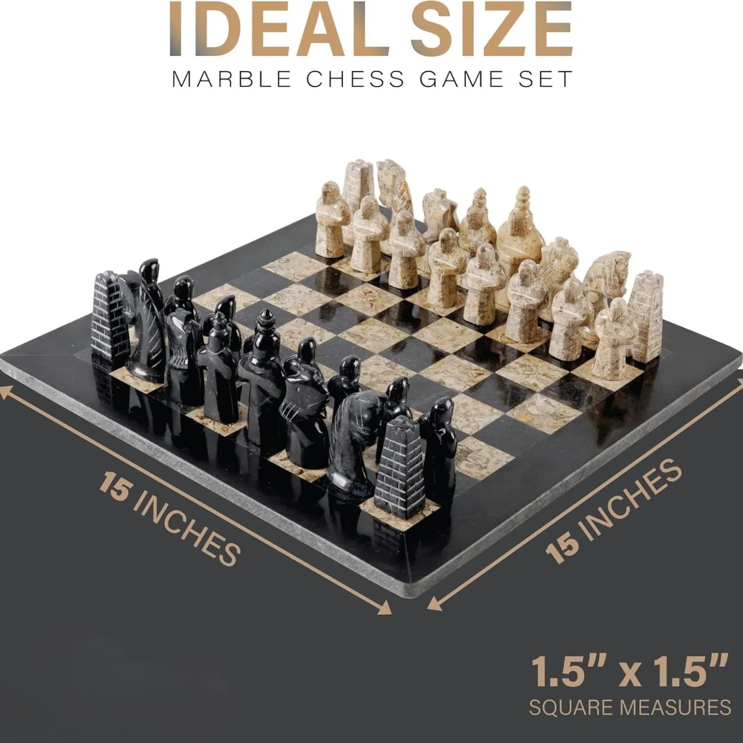 black and coral onyx marble chess set