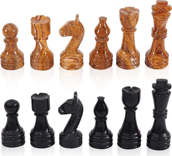 black and red marble chess pieces