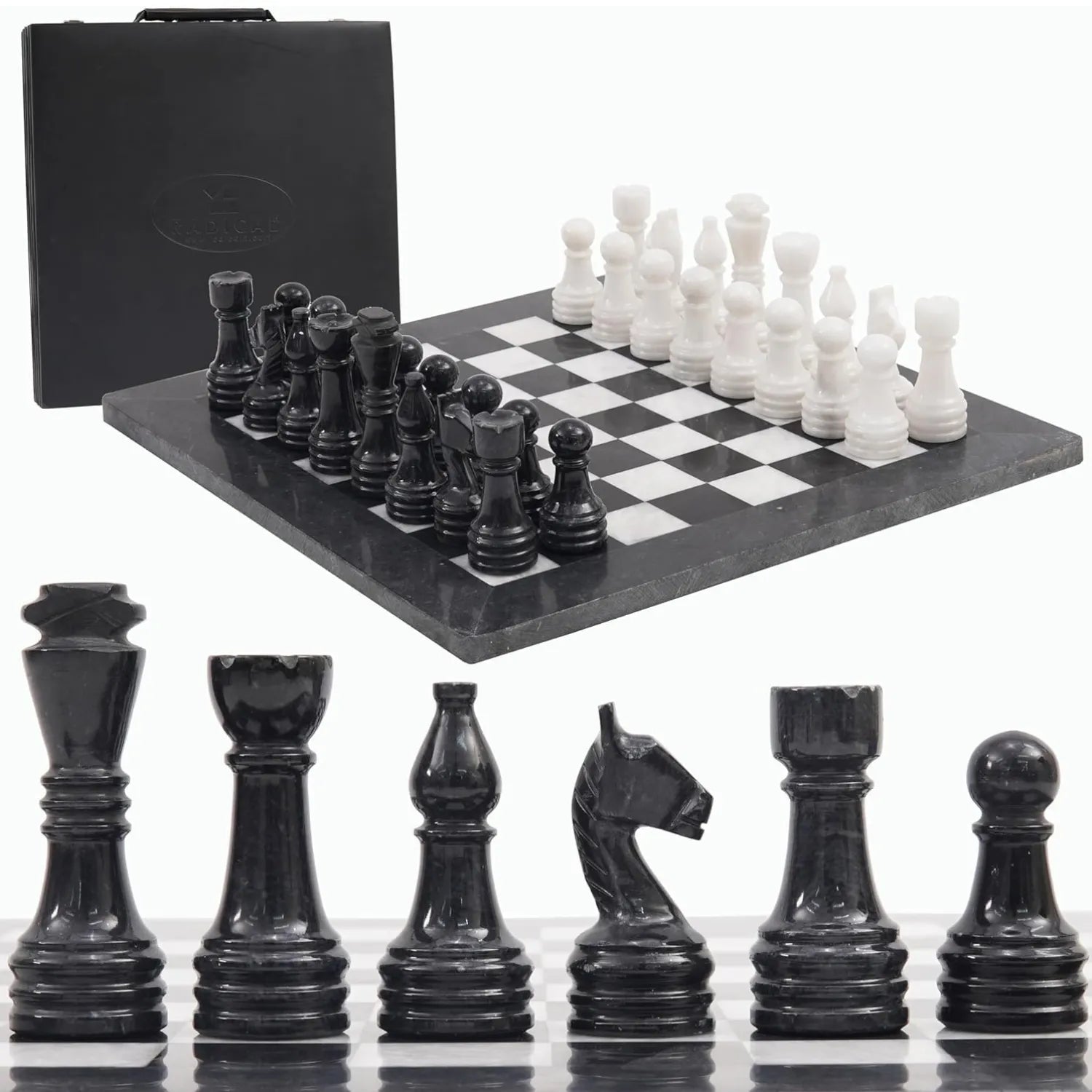 black and white chess marble set
