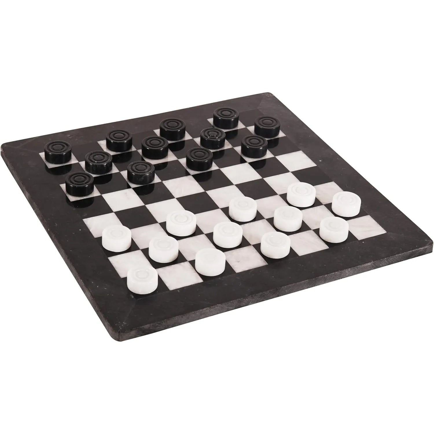 black and white marble checker set