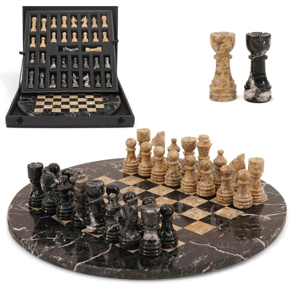 black round marble board