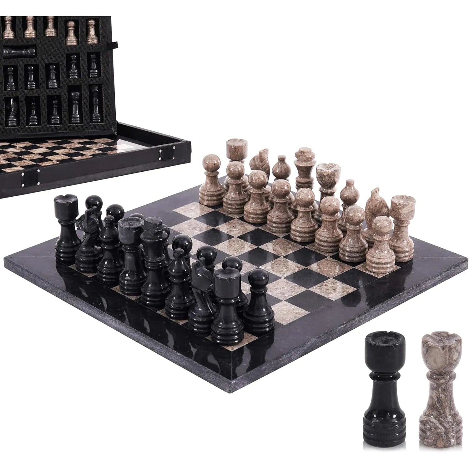 black oceanic marble chess sets