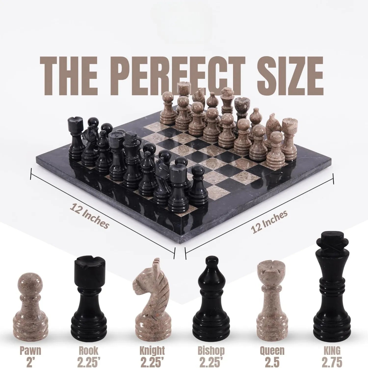 black oceanic marble chess set