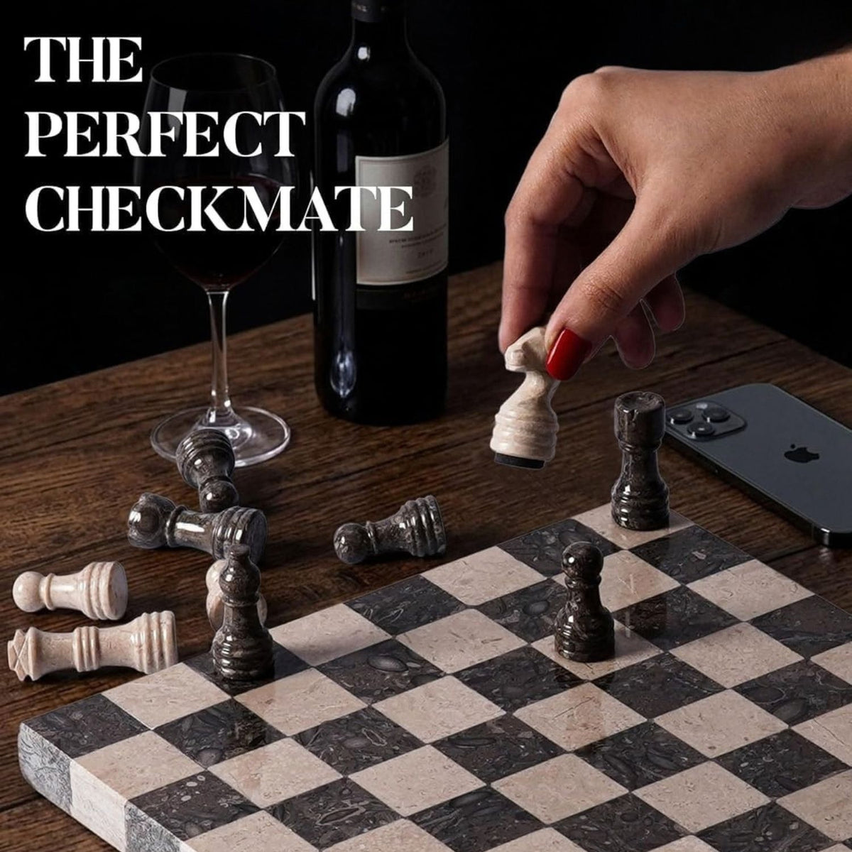 10 Inch Verona & Oceanic Marble Chess Set with 2 Extra Queens