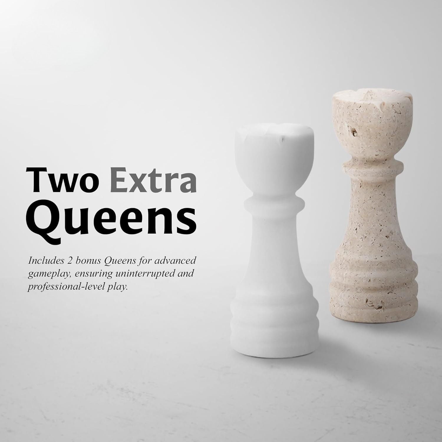 borderless white and travertine marble chess set