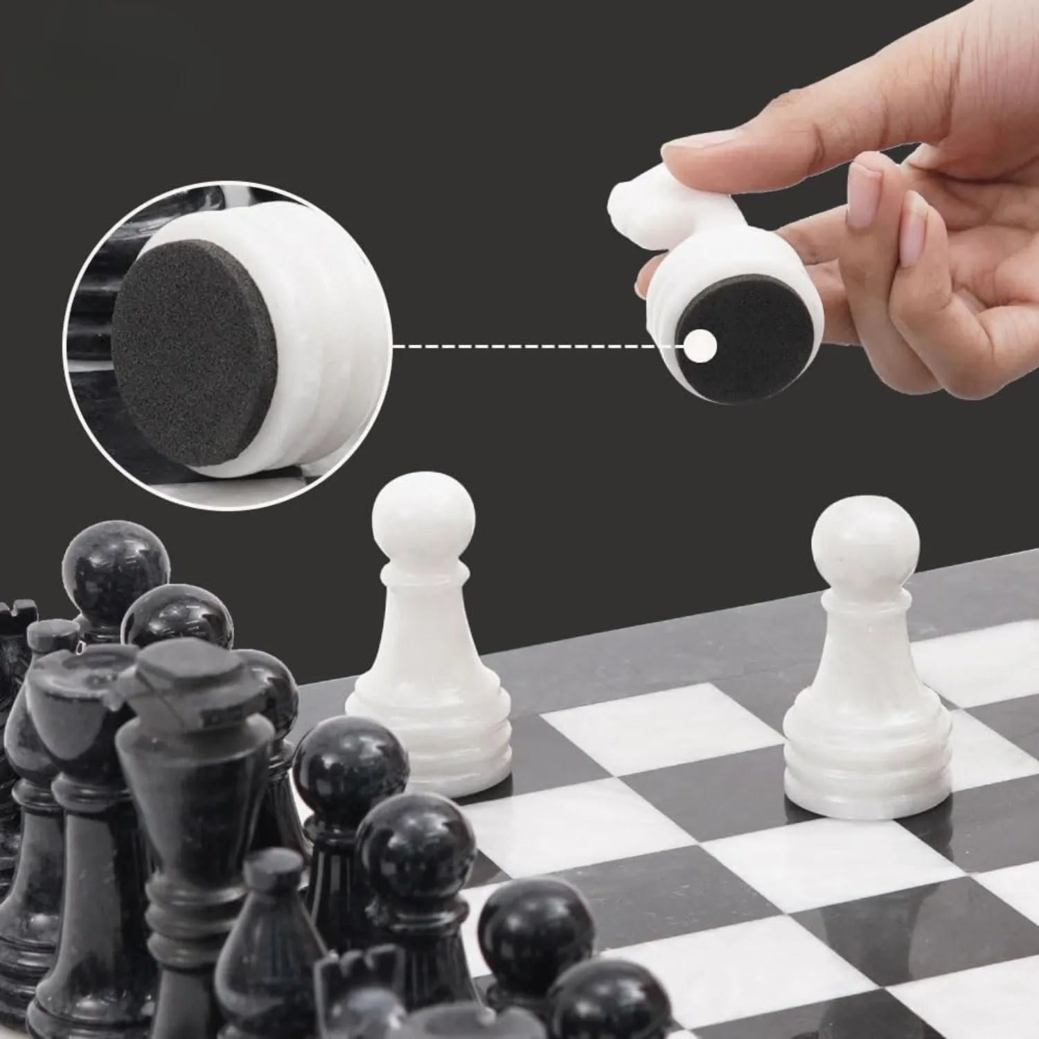 chess pieces with felt bottom