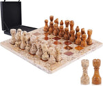 12 Inches Coral and Brown Premium Quality Marble Chess Board Set