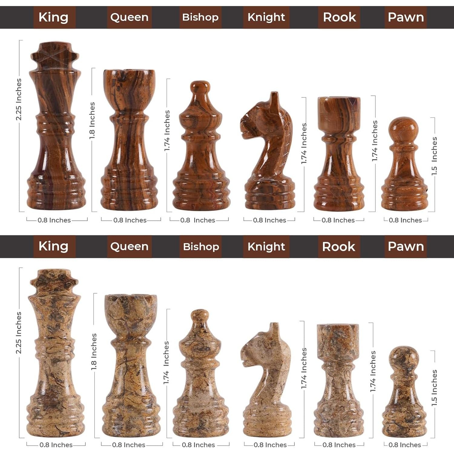 coral red handcrafted marble chess pieces