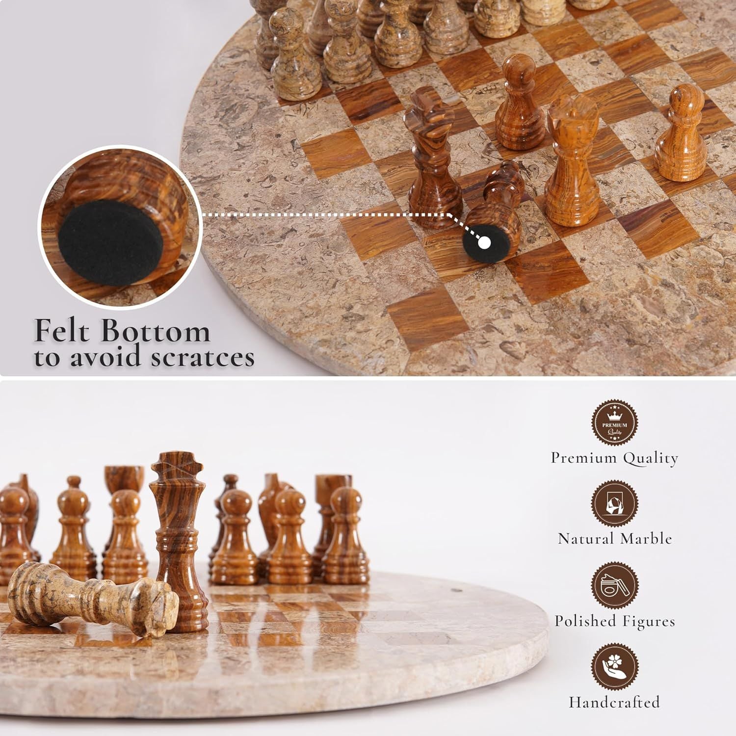 coral red round marble chess pieces