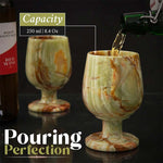 green wine marble glasses