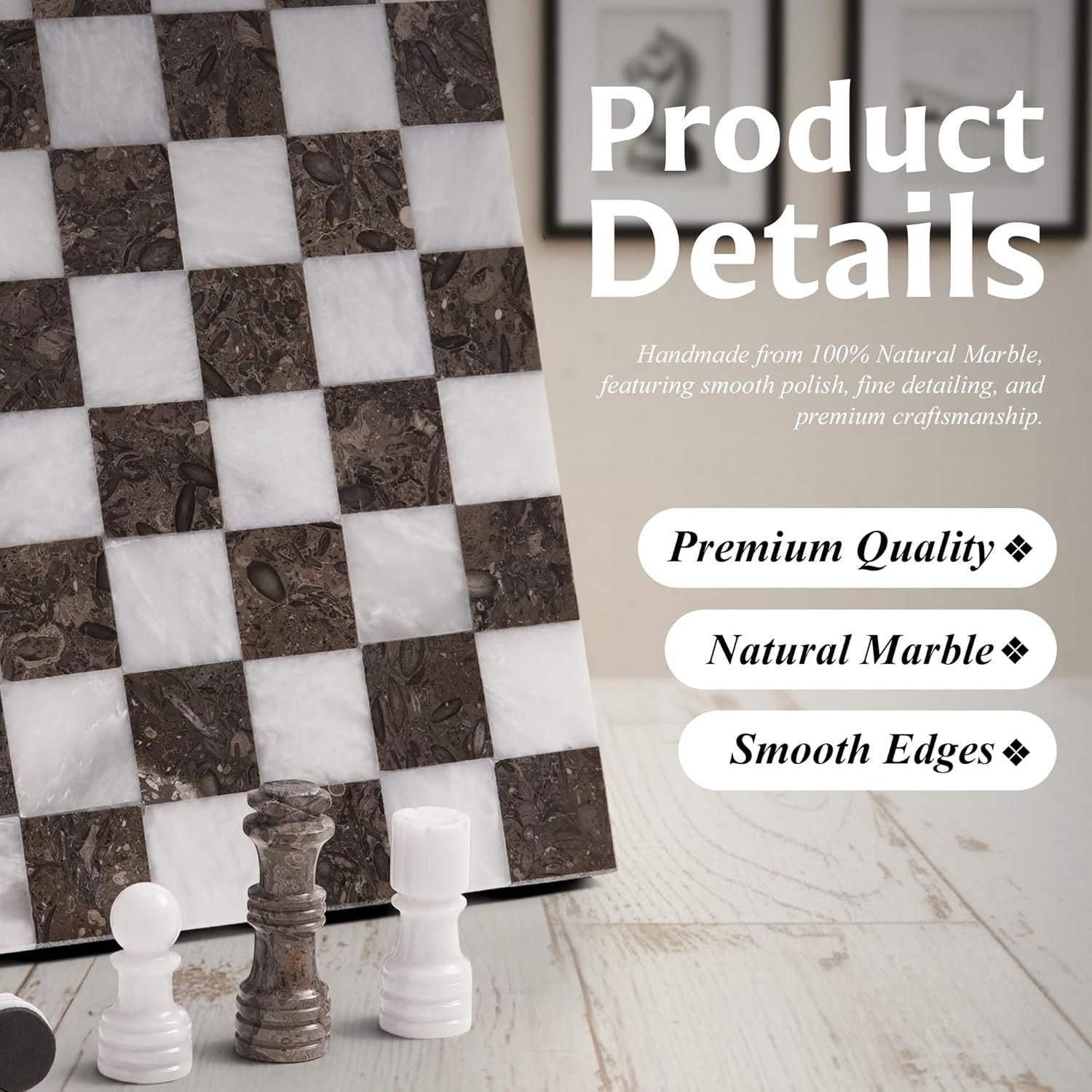 handcrafted borderless marble chessboard