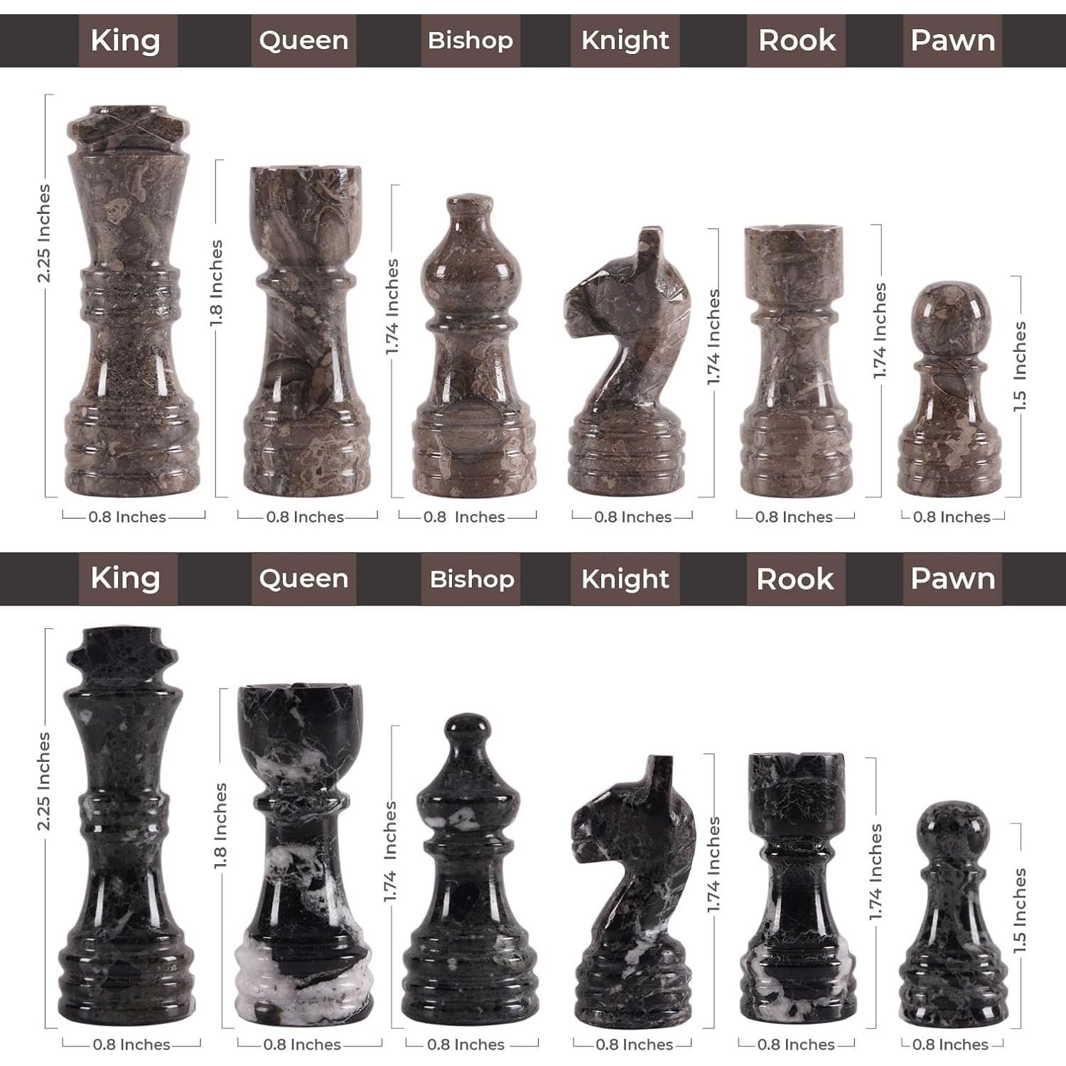 handcrafted oceanic black marble chess pieces