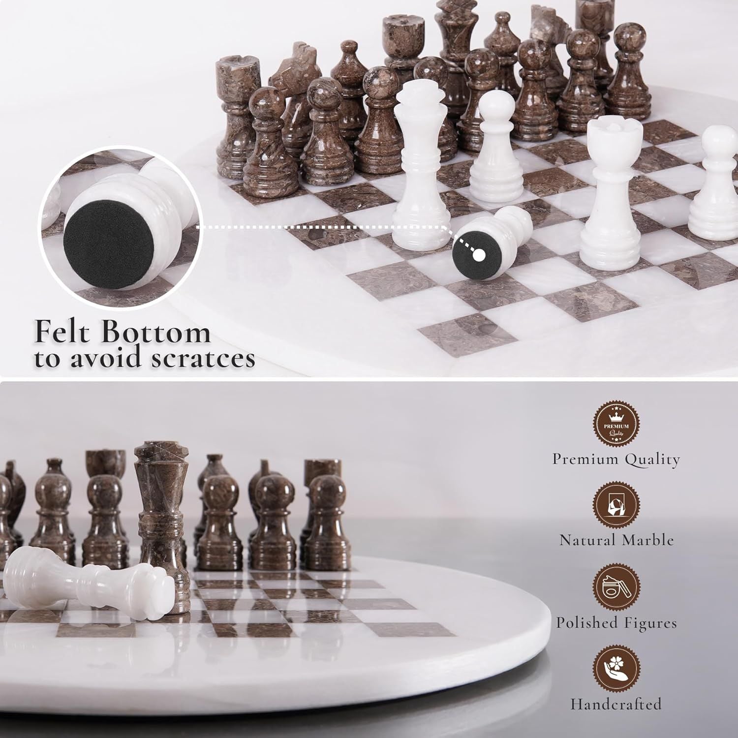 round luxury marble chess set