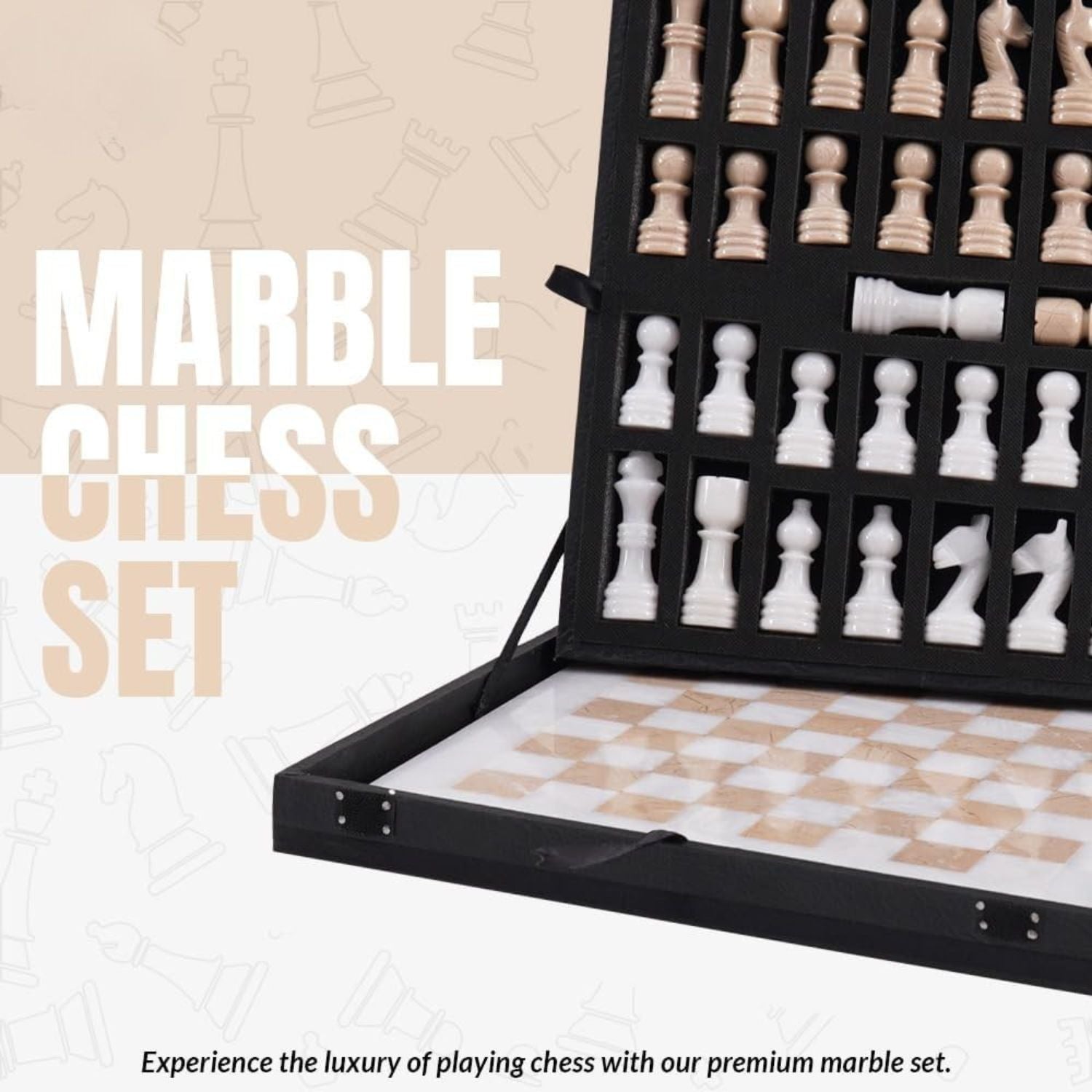 handmade marble chess set with storage
