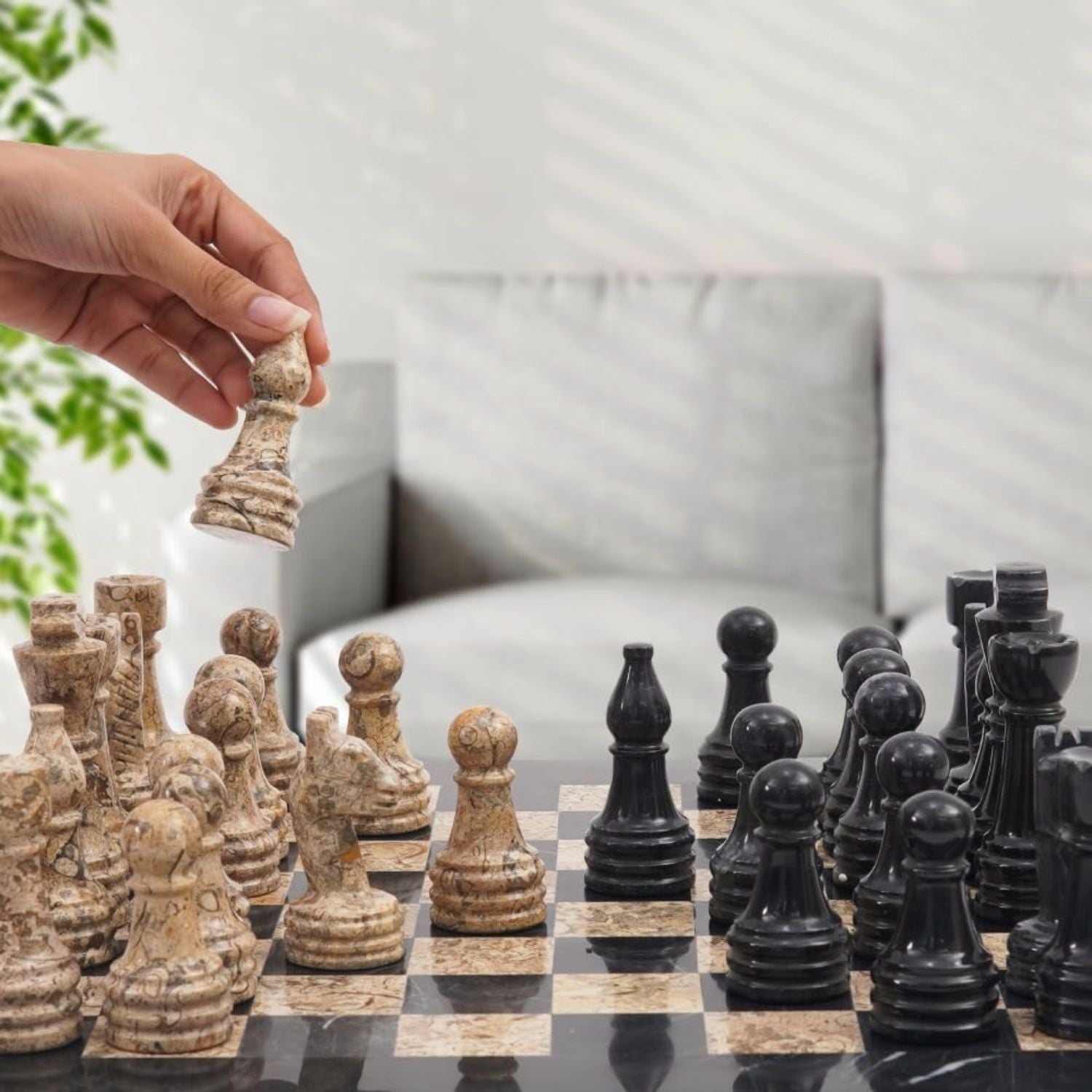 black coral marble chess
