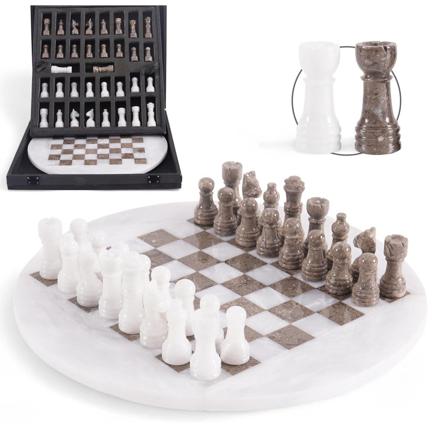 luxury marble chess set white oceanic