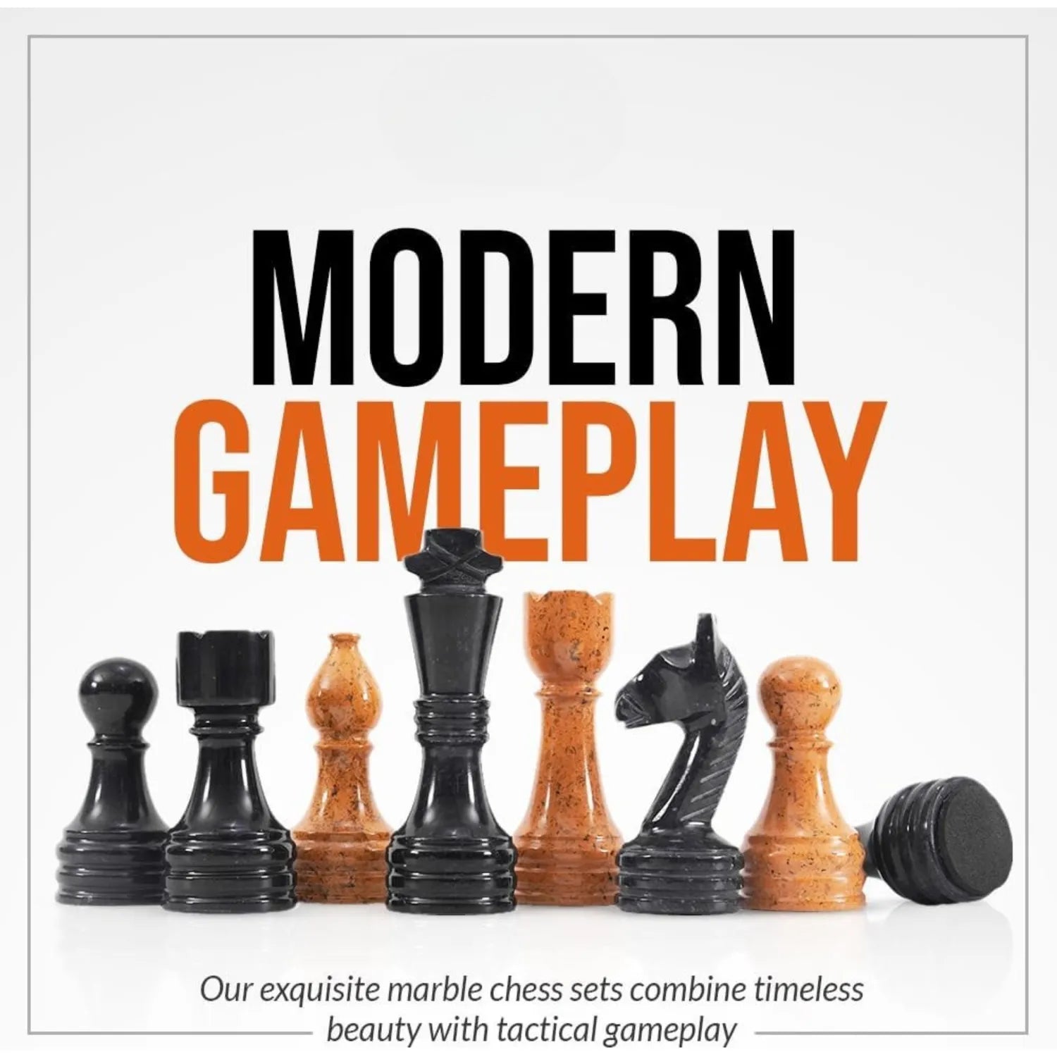 marble black gold chess pieces