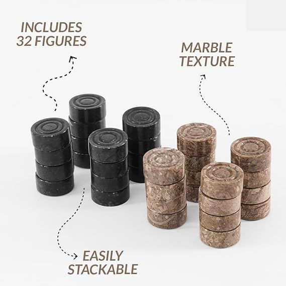 Ceramic Checkers 15 Inch Oceanic & Black Luxury Marble Checkers Set – Royal Bishop