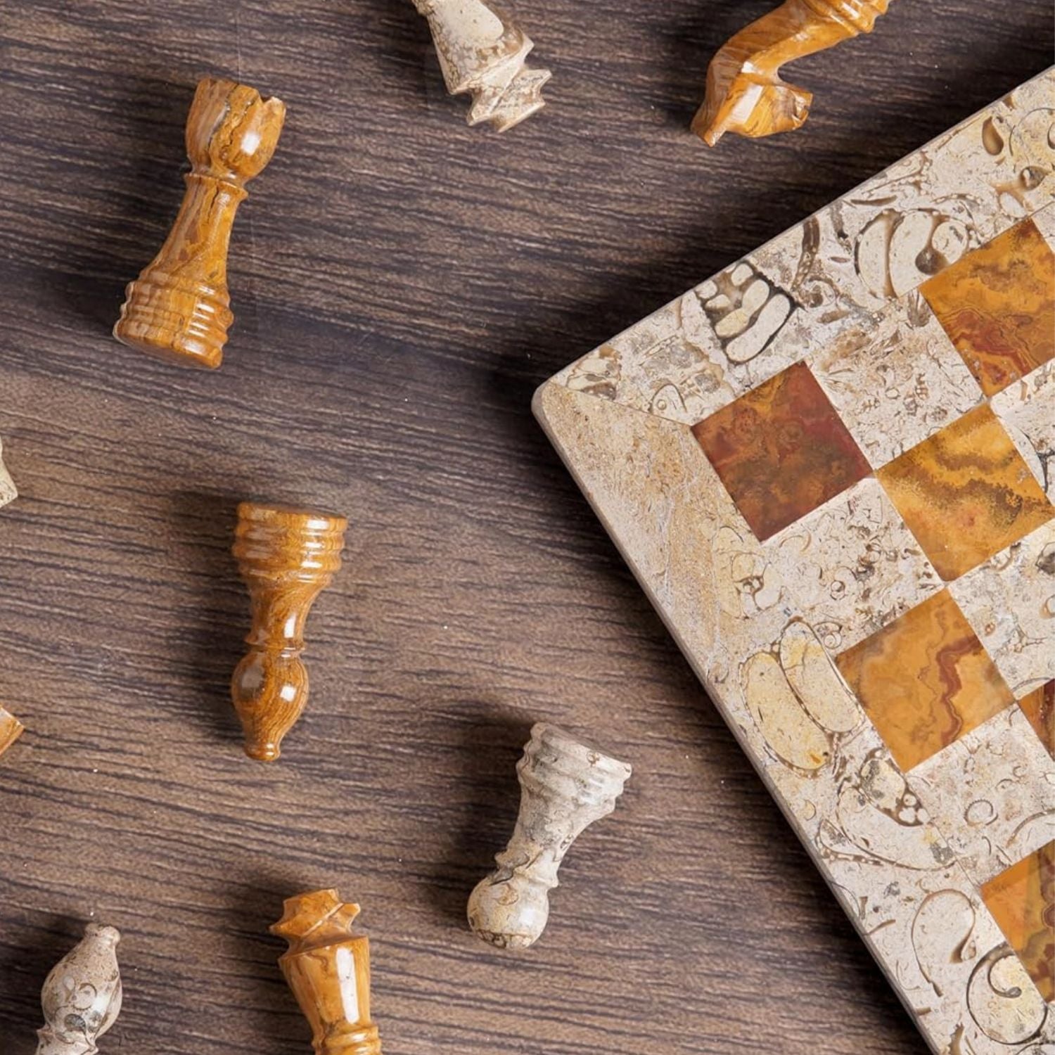 marble chess board pieces