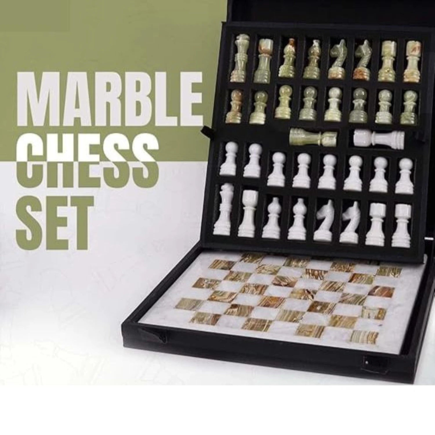 marble chess set with storage box