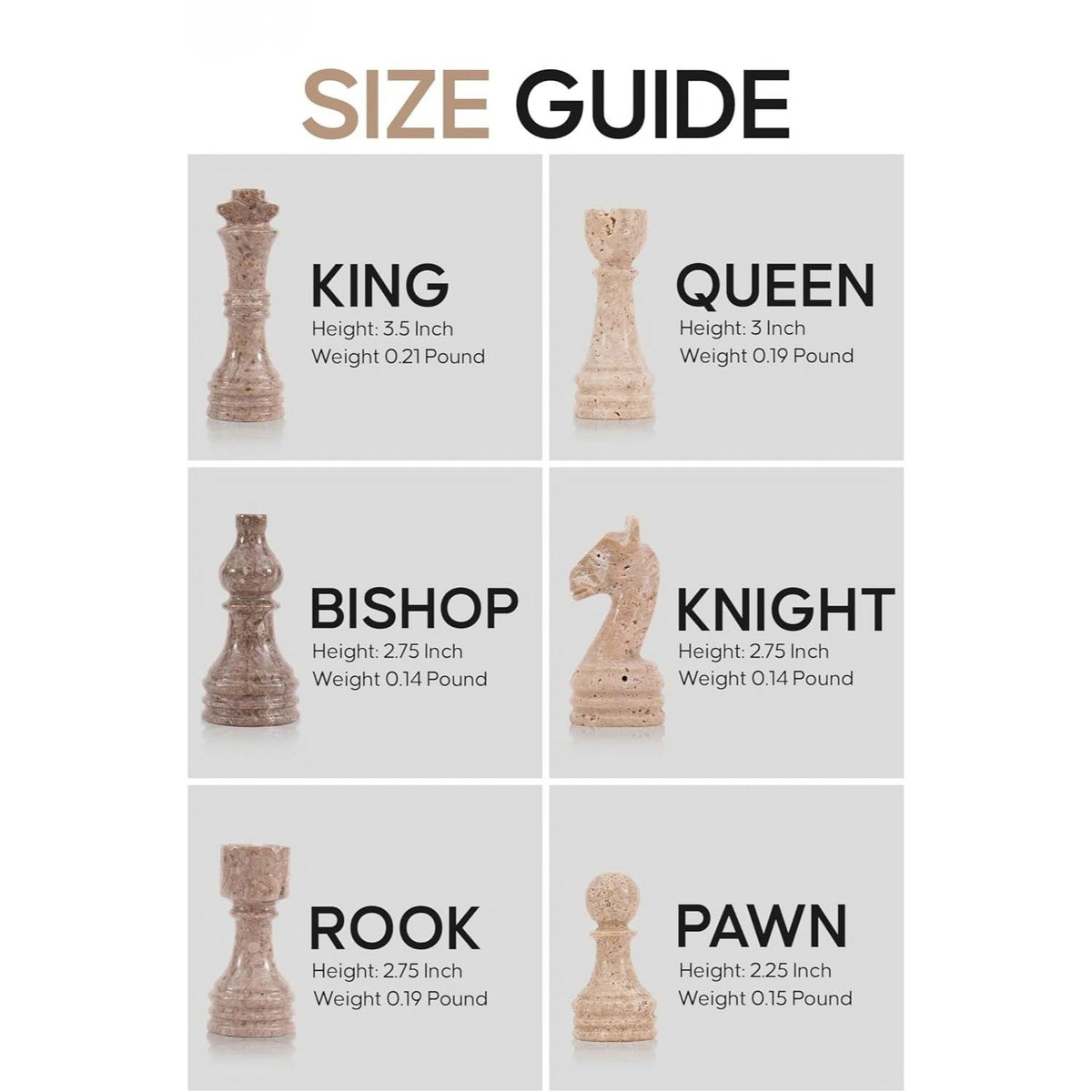 oceanic and travertine chess figures
