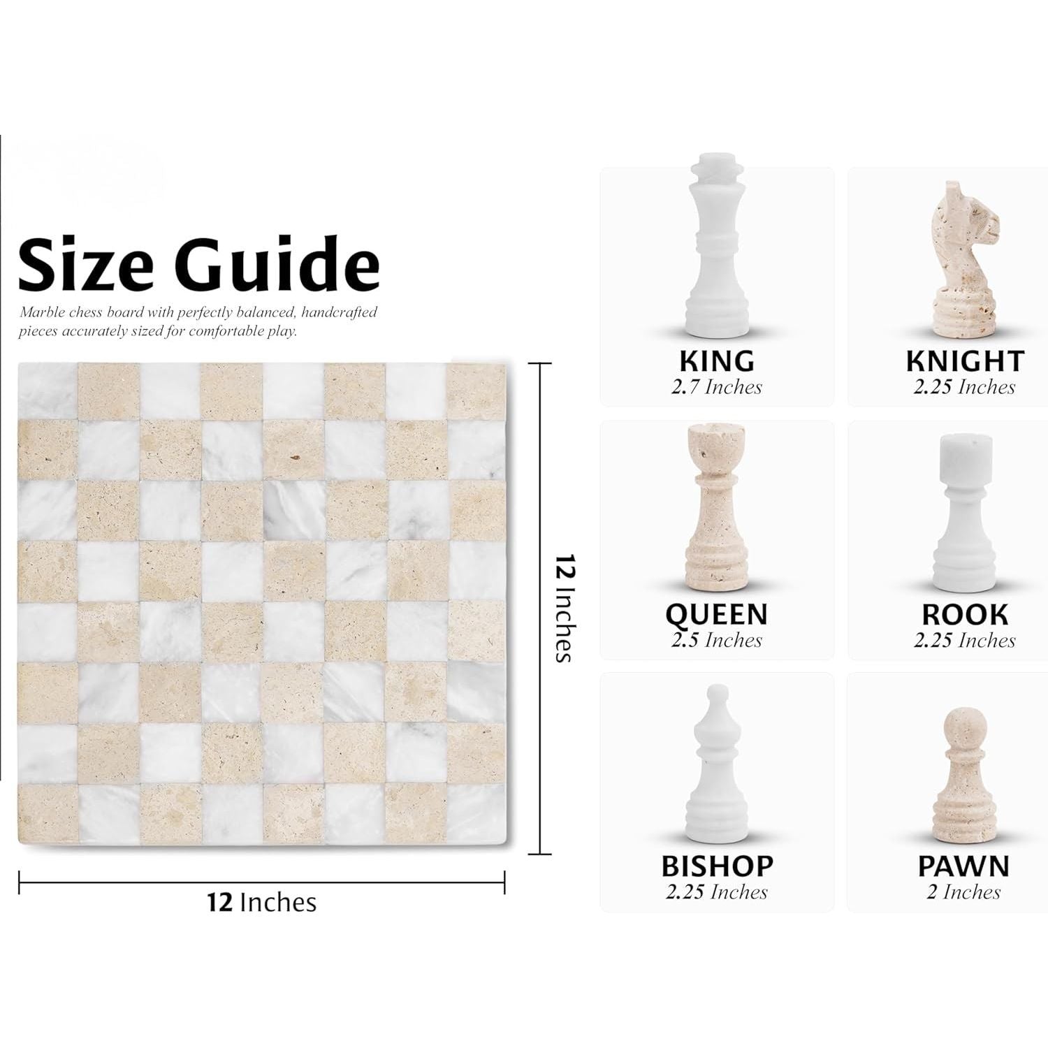 marble chess set whie and travertine borderless
