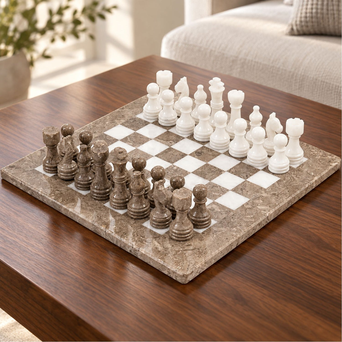 marble chess oceanic and white set